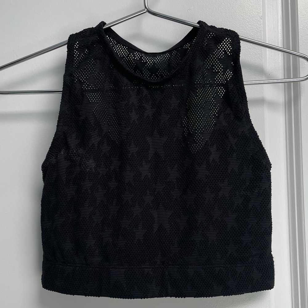 Adam Seeman Black Mesh with Stars Sports Bra Size Small